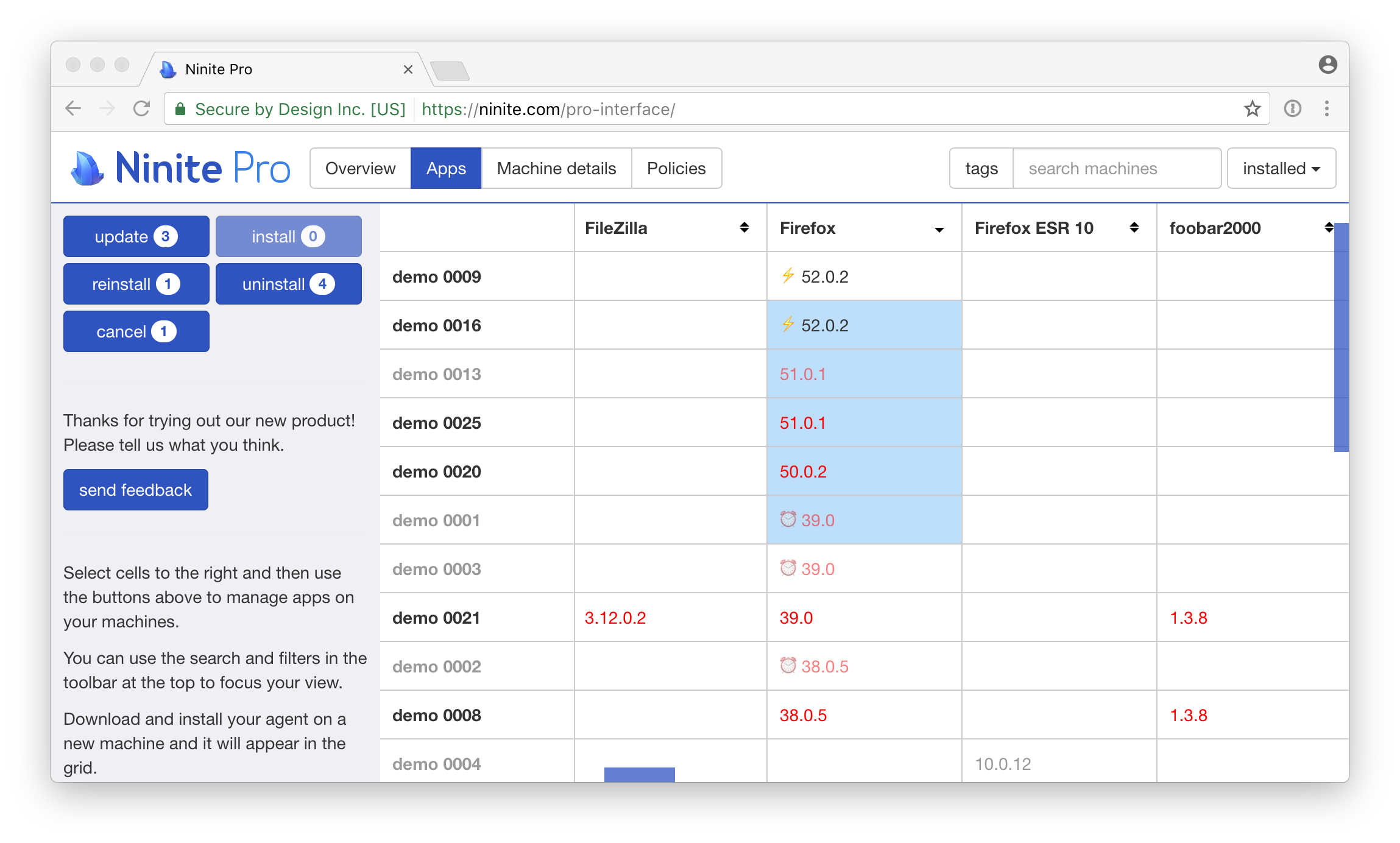 Ninite Pro's new web interface